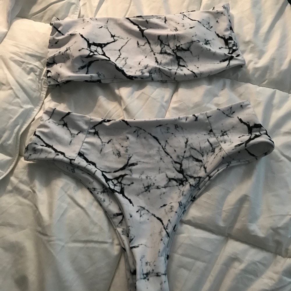 Marble Print Bikini - Size Medium